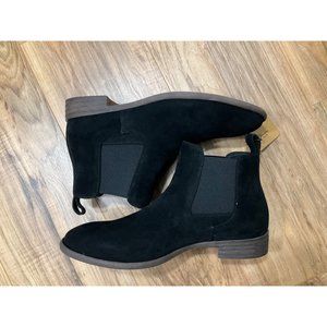 NWB - Jousen Men's Chelsea Boots Black Casual Suede Elastic Ankle Boots  Size: 9